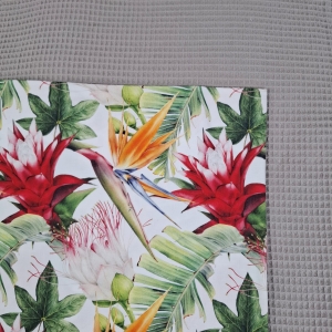 Wkładka do wózka - Twój Projekt - Egzotyczne kwiaty 1 Wafel brudny beż