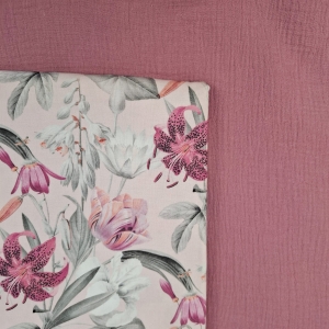 Wkładka do wózka - Twój Projekt - Lilie Muślin róż