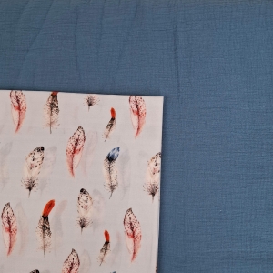 Wkładka do wózka - Twój Projekt - Pióra Muślin niebieski