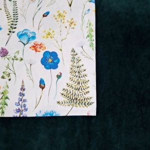 Wkładka do wózka - Twój Projekt - Kwiaty łąki Welur ciemny zielony