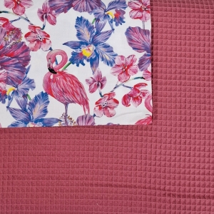 Wkładka do wózka - Twój Projekt - Flamingi 4 Wafel malinowy