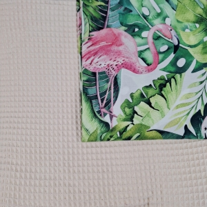 Wkładka do wózka - Twój Projekt - Flamingi i monstery Wafel kremowy