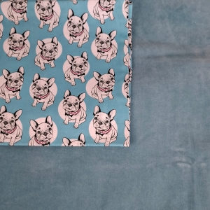 Wkładka do wózka - Twój Projekt - French buldog blue Welur jasny turkus