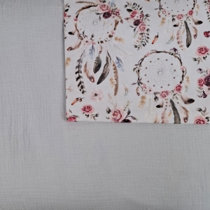 Wkładka do wózka - Twój Projekt - Łapacze na szarym Muślin jasny szary