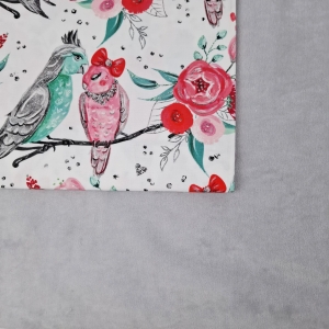 Wkładka do wózka - Twój Projekt - Love birds Welur jasny szary