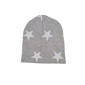 Czapka rozmiar 36 0-3 miesięcy Szara w białe gwiazdki