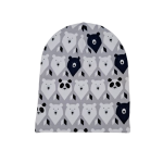 Czapka rozmiar 46 9-18 miesięcy Misie białe i granatowe na szarym