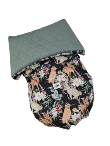 osłonka na nóżki kocyk ze ściągaczem zimowy uniwersalny sarenki i ptaki