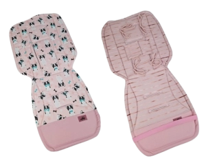 Wkładka do wózka Buldożki Paski Róż