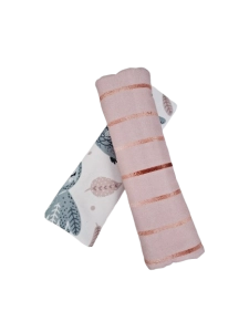 Ochraniacze na pasy Ptaki Szare Paski Róż